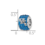 Sterling Silver University of Kentucky Polished Blue Crystal Bead Charm
