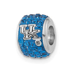 Sterling Silver University of Kentucky Polished Blue Crystal Bead Charm