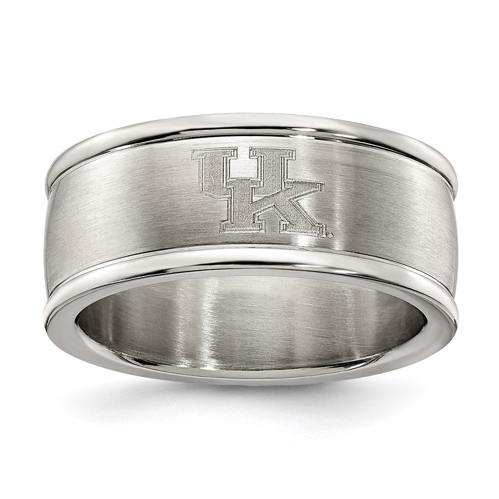 UNIV OF KENTUCKY STAINLESS STEEL LOGO BAND RING SIZE 6