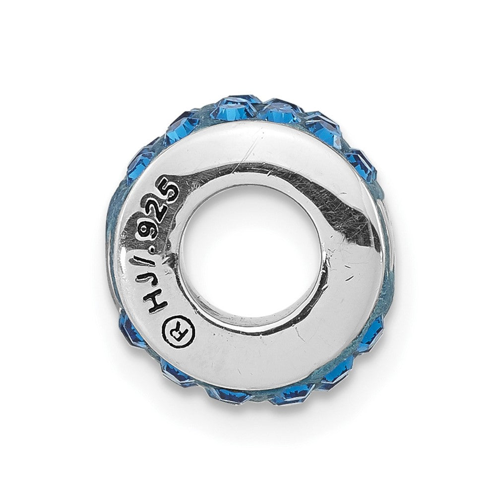 Sterling Silver University of Kansas Polished Blue Crystal Bead Charm