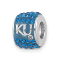Sterling Silver University of Kansas Polished Blue Crystal Bead Charm