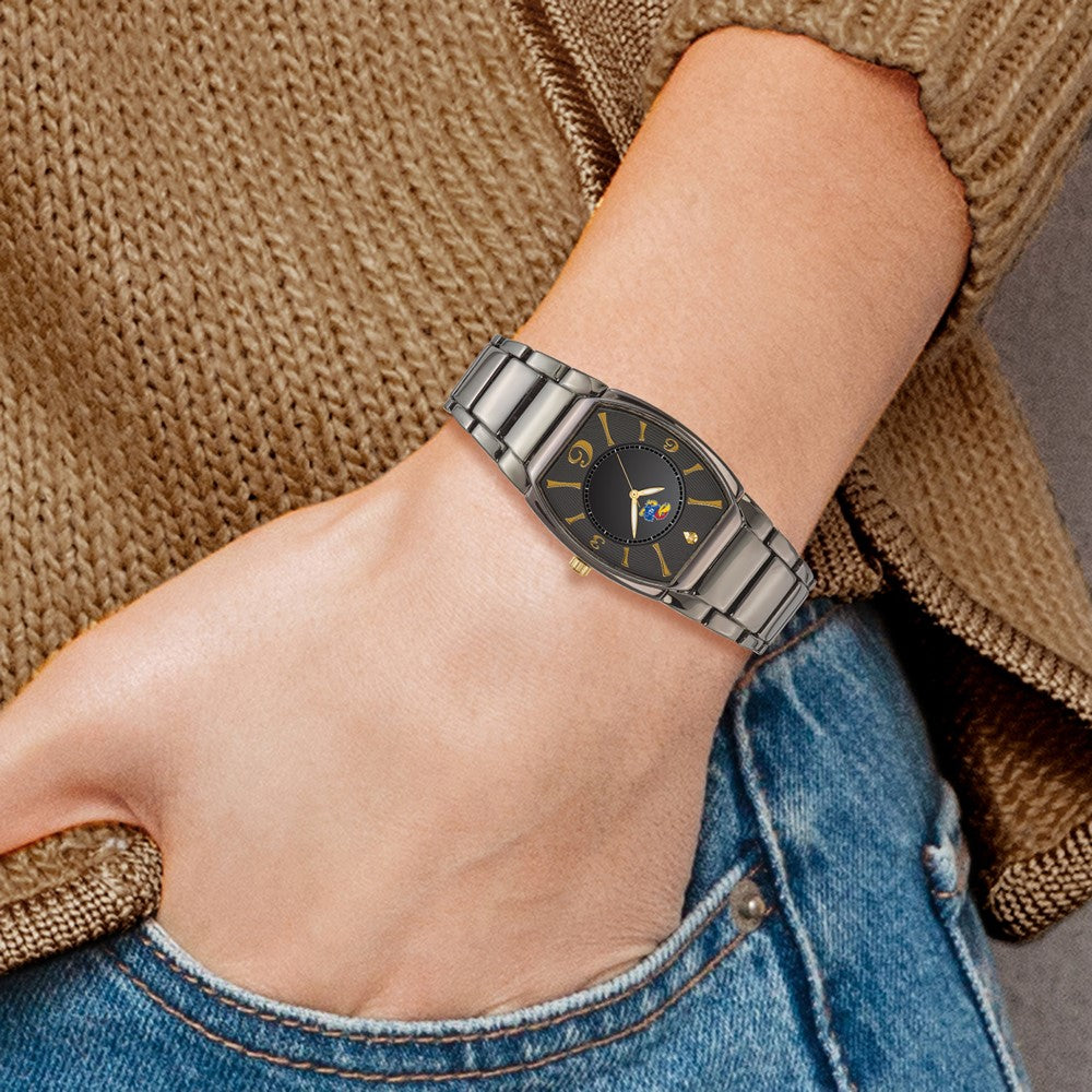 LogoArt University of Kansas Executive Black-plated Quartz Watch