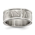 UINV OF KANSAS STAINLESS STEEL LOGO BAND RING SIZE 8