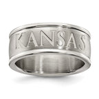 UINV OF KANSAS STAINLESS STEEL LOGO BAND RING SIZE 6