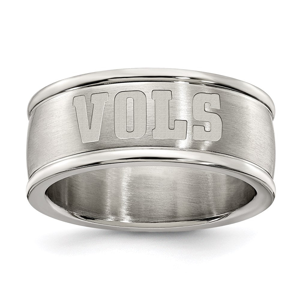 UNIV OF TENNESSEE STAINLESS STEEL LOGO BAND RING SIZE 7