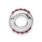 Sterling Silver University of Wisconsin Polished Red Crystal Bead Charm