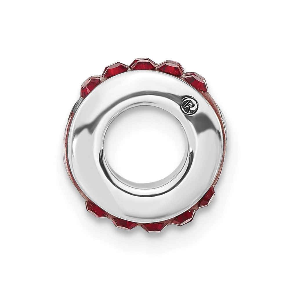 Sterling Silver University of Wisconsin Polished Red Crystal Bead Charm