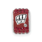 Sterling Silver University of Wisconsin Polished Red Crystal Bead Charm