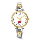 LogoArt University of Wisconsin Elegant Ladies Two-tone Quartz Bracelet Watch