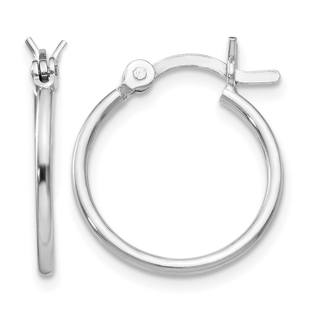 Sterling Silver Rhodium-plated Polished Hinged Hoop Earrings