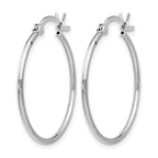 Sterling Silver Rhodium-plated Polished Hinged Hoop Earrings