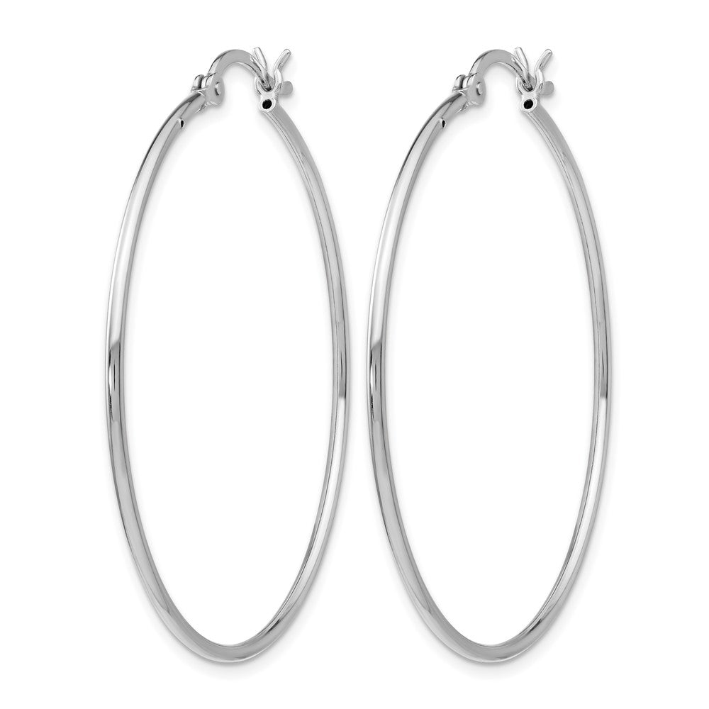 Sterling Silver Rhodium-plated Polished Hinged Hoop Earrings