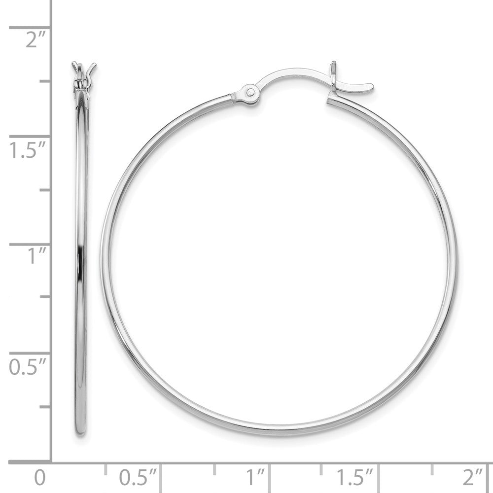 Sterling Silver Rhodium-plated Polished Hinged Hoop Earrings
