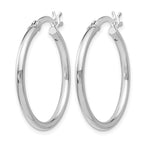 Sterling Silver Rhodium-plated Polished Hinged Hoop Earrings