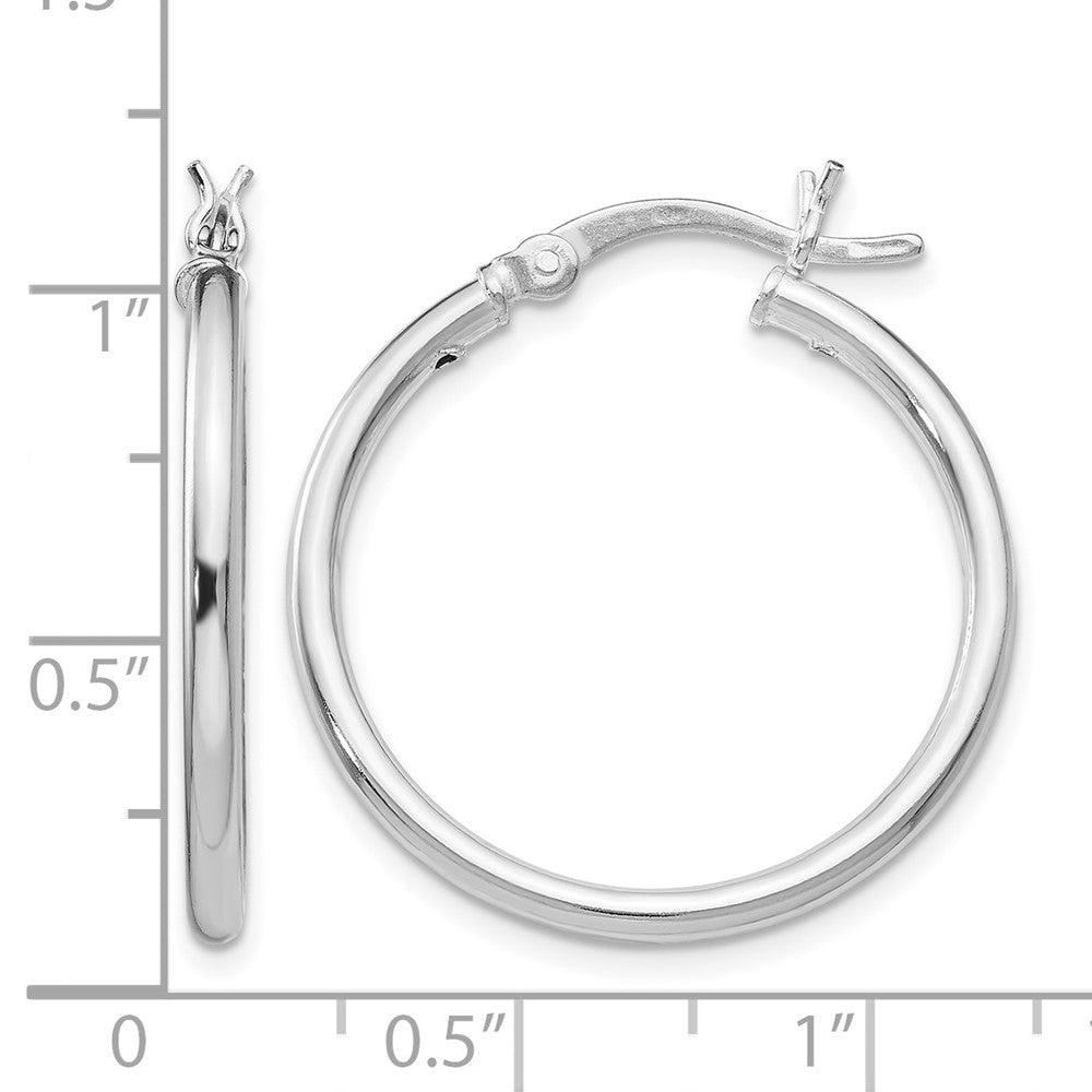 Sterling Silver Rhodium-plated Polished Hinged Hoop Earrings