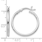 Sterling Silver Rhodium-plated Polished Hinged Hoop Earrings