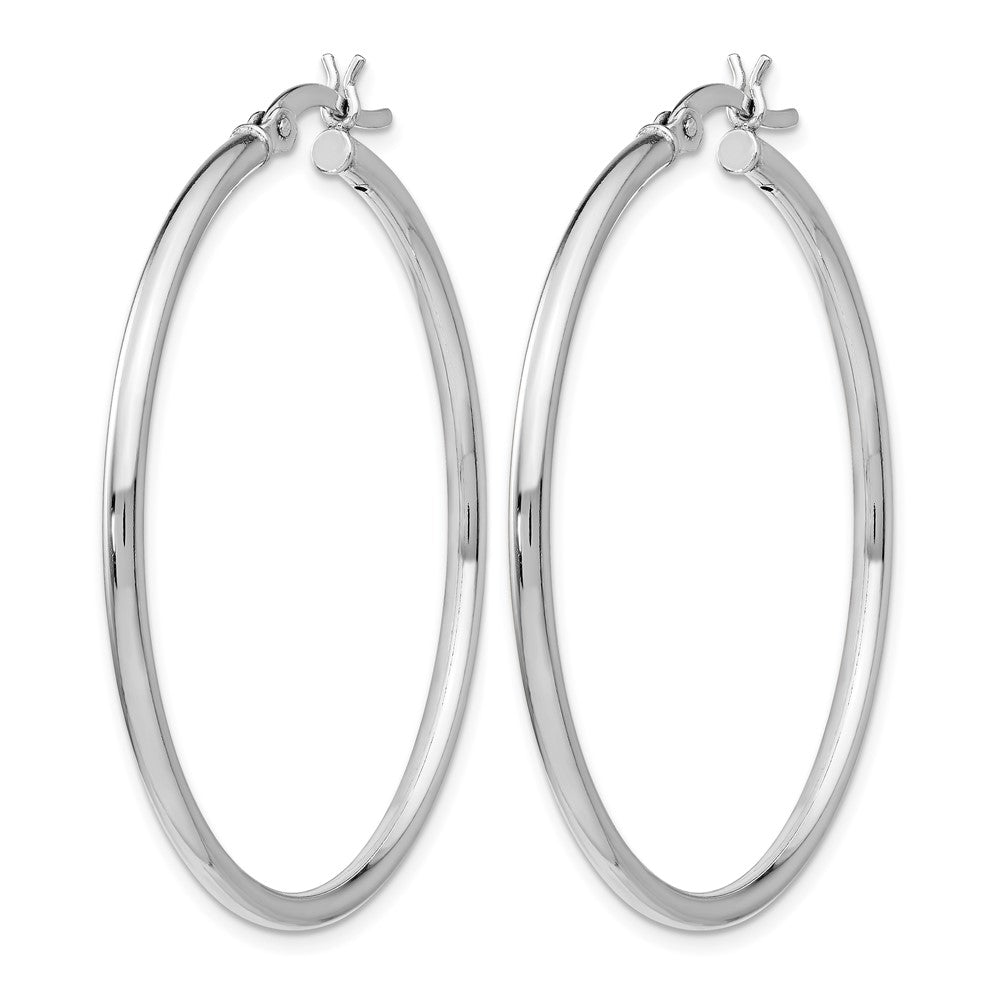 Sterling Silver Rhodium-plated Polished Hinged Hoop Earrings