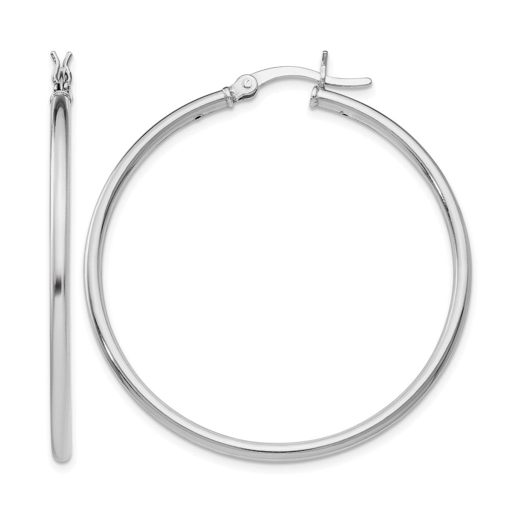 Sterling Silver Rhodium-plated Polished Hinged Hoop Earrings