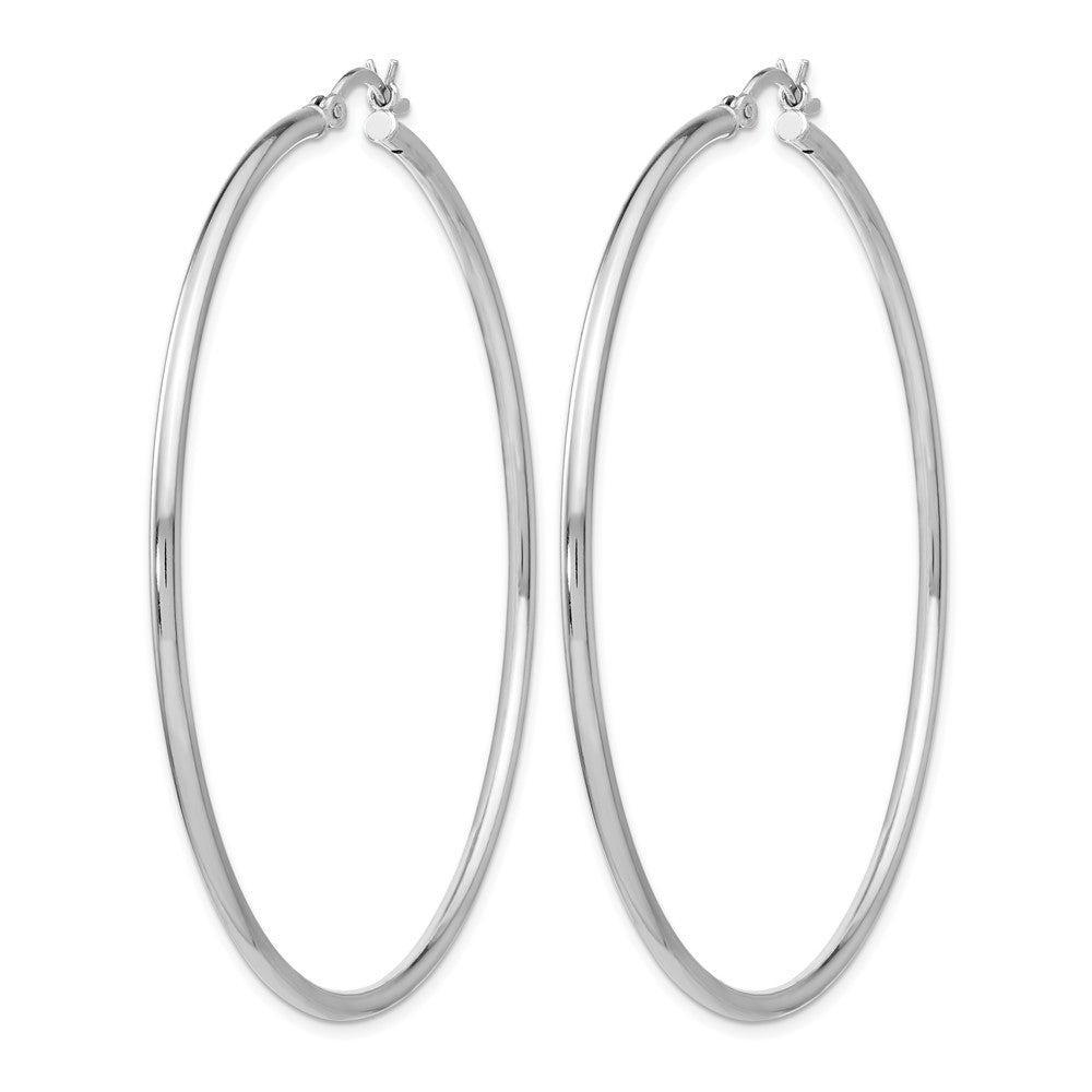 Sterling Silver Rhodium-plated Polished Hinged Hoop Earrings