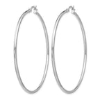 Sterling Silver Rhodium-plated Polished Hinged Hoop Earrings