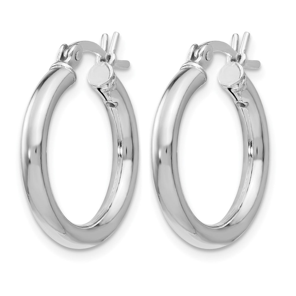 Sterling Silver Rhodium-plated Polished Hinged Hoop Earrings