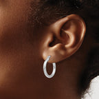 Sterling Silver Rhodium-plated Polished Hinged Hoop Earrings
