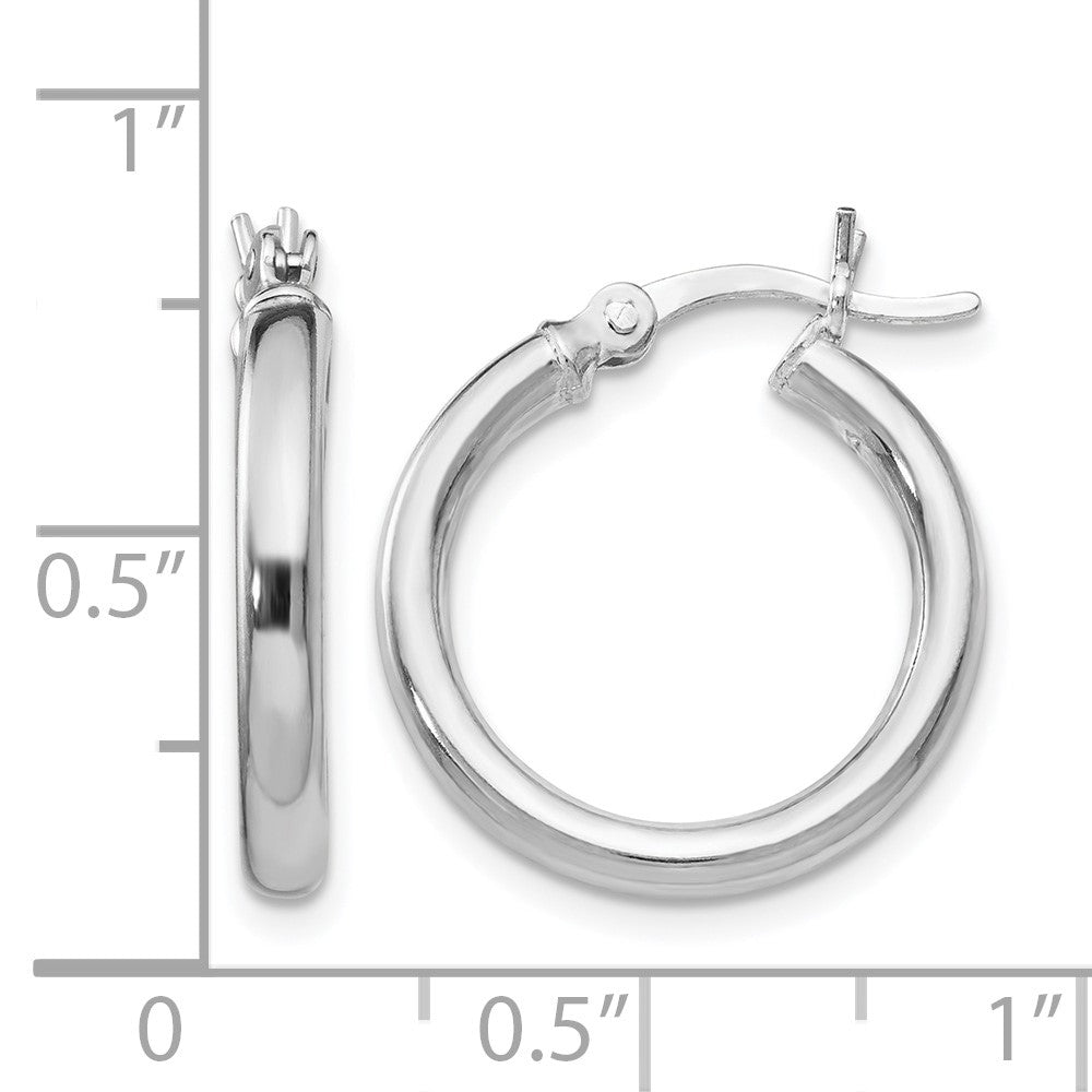 Sterling Silver Rhodium-plated Polished Hinged Hoop Earrings