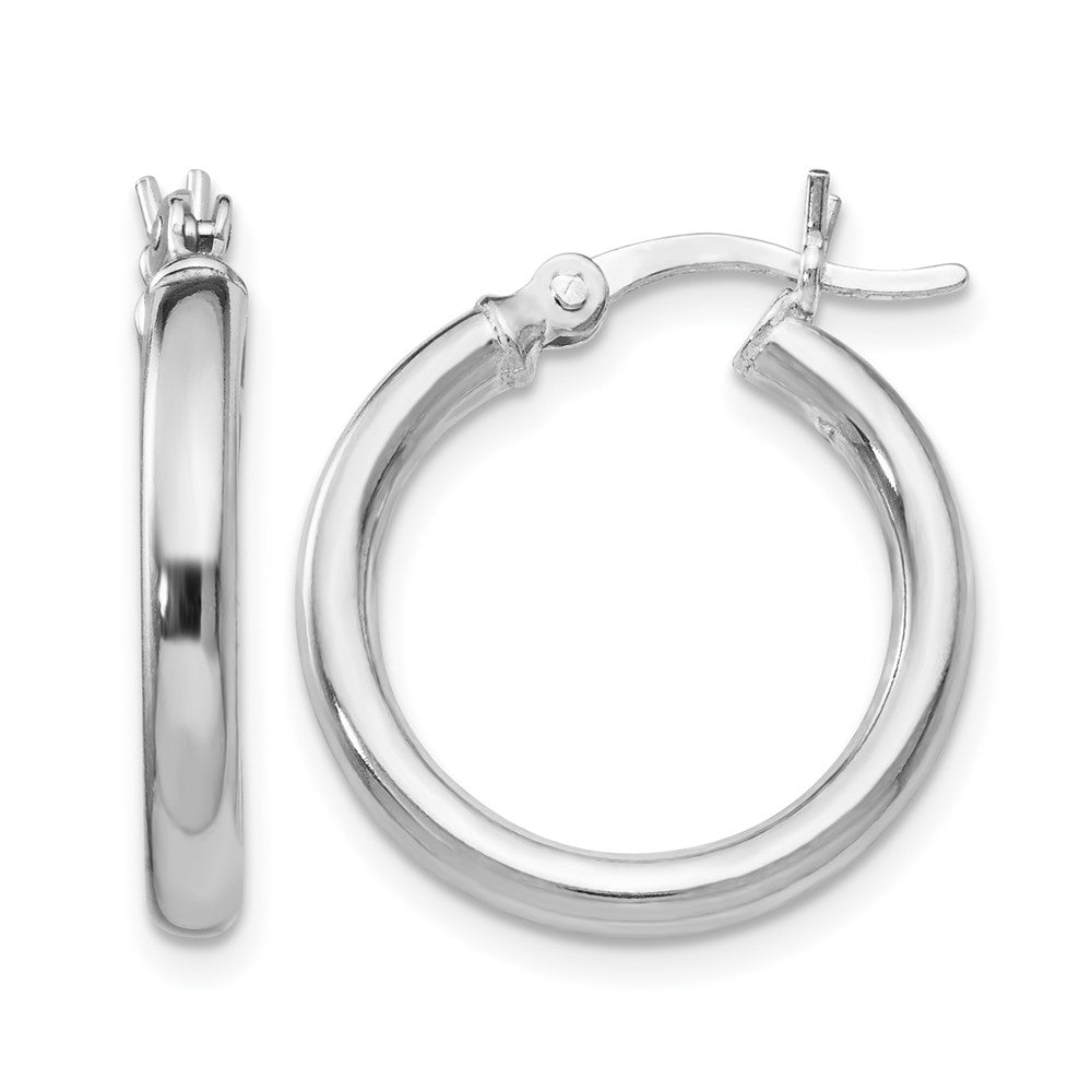Sterling Silver Rhodium-plated Polished Hinged Hoop Earrings