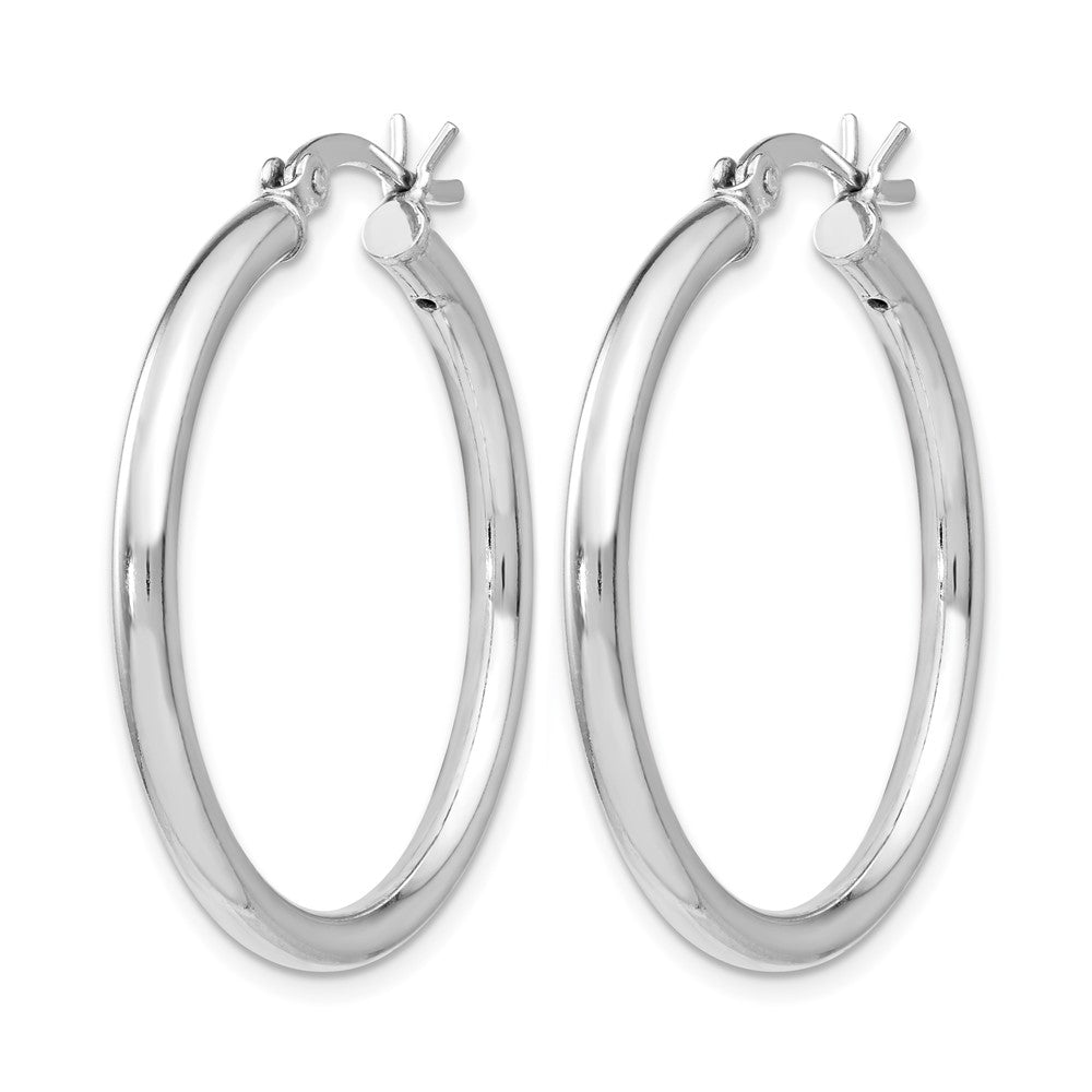 Sterling Silver Rhodium-plated Polished Hinged Hoop Earrings