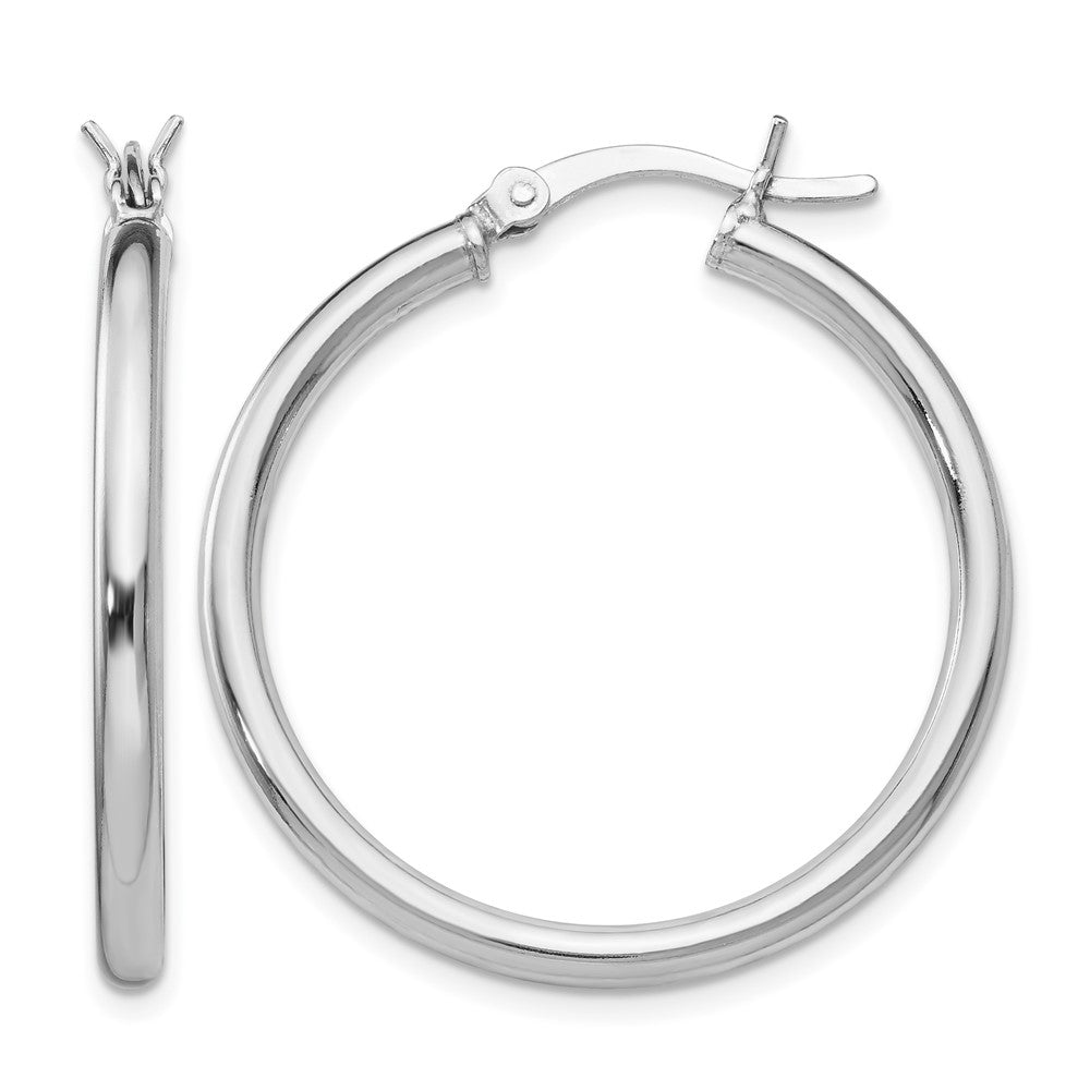 Sterling Silver Rhodium-plated Polished Hinged Hoop Earrings