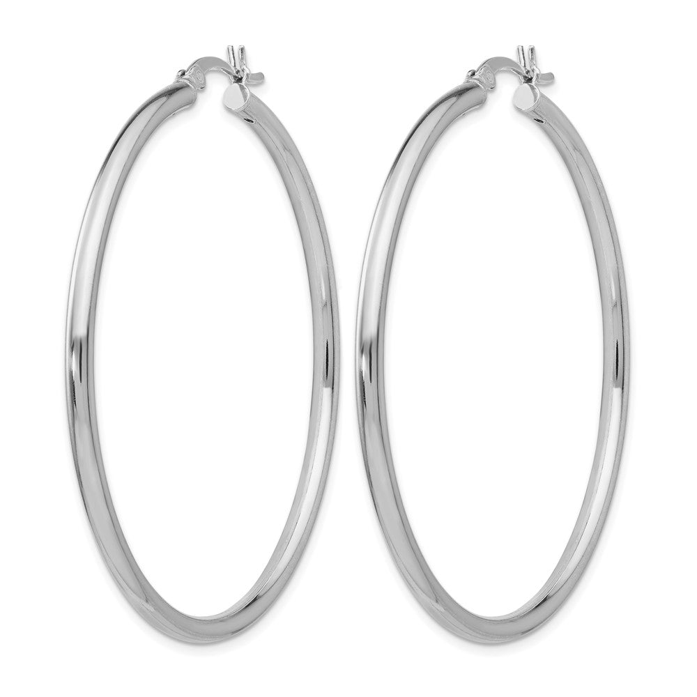 Sterling Silver Rhodium-plated Polished Hinged Hoop Earrings