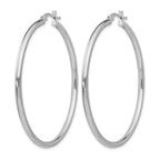 Sterling Silver Rhodium-plated Polished Hinged Hoop Earrings