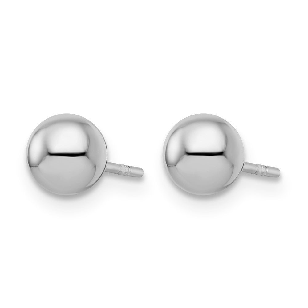 Sterling Silver RH-plated 6mm Polished Ball Post Earrings