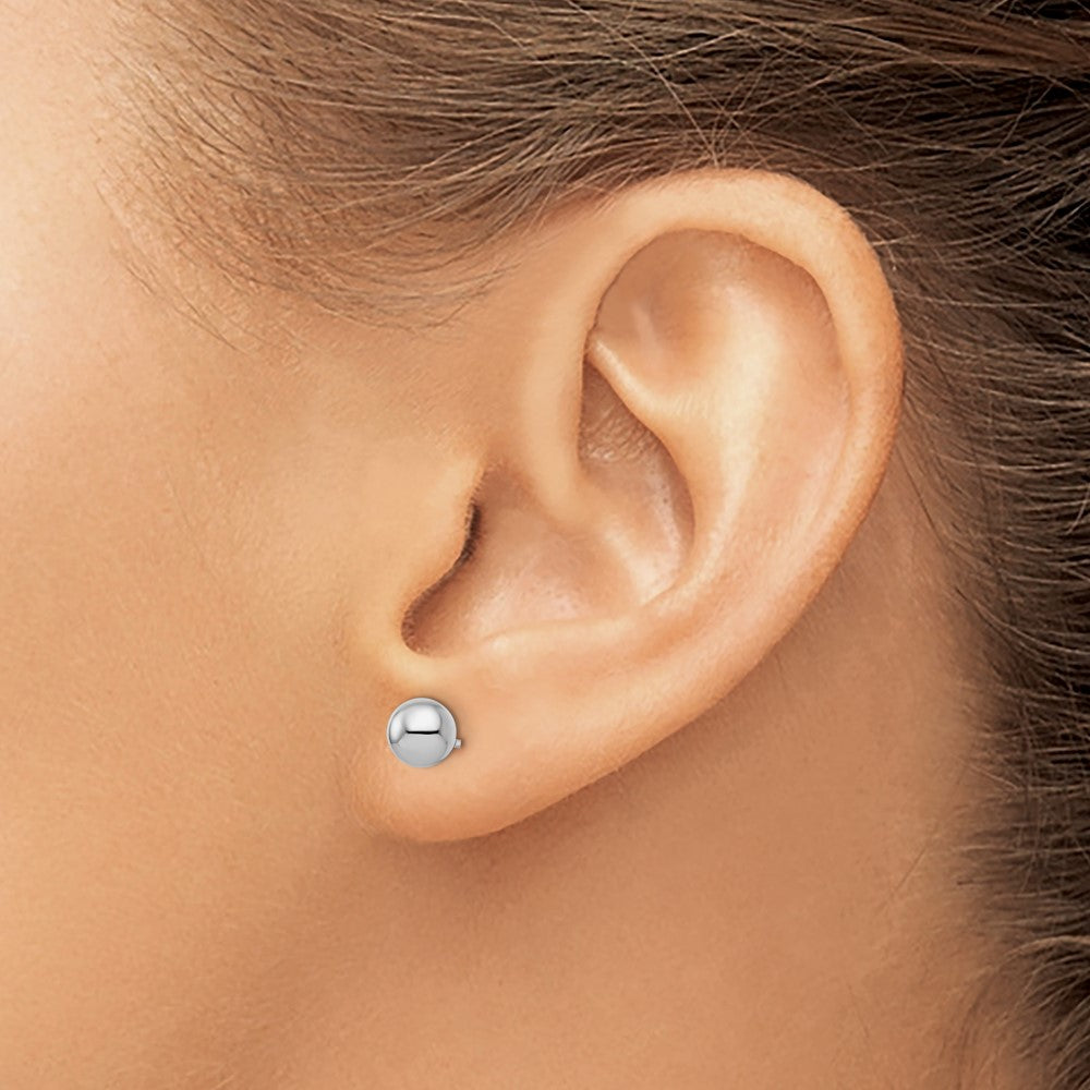 Sterling Silver RH-plated 6mm Polished Ball Post Earrings