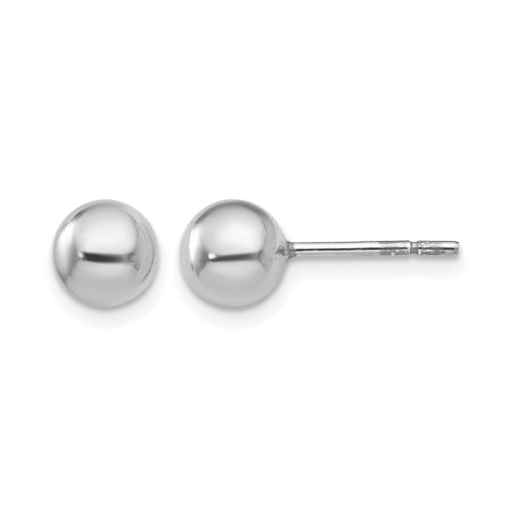 Sterling Silver RH-plated 6mm Polished Ball Post Earrings