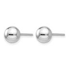 Sterling Silver RH-plated 7mm Polished Ball Post Earrings