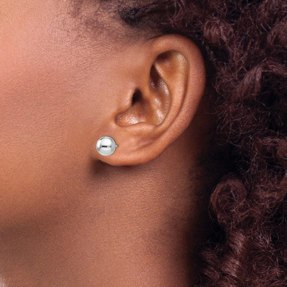 Sterling Silver RH-plated 7mm Polished Ball Post Earrings