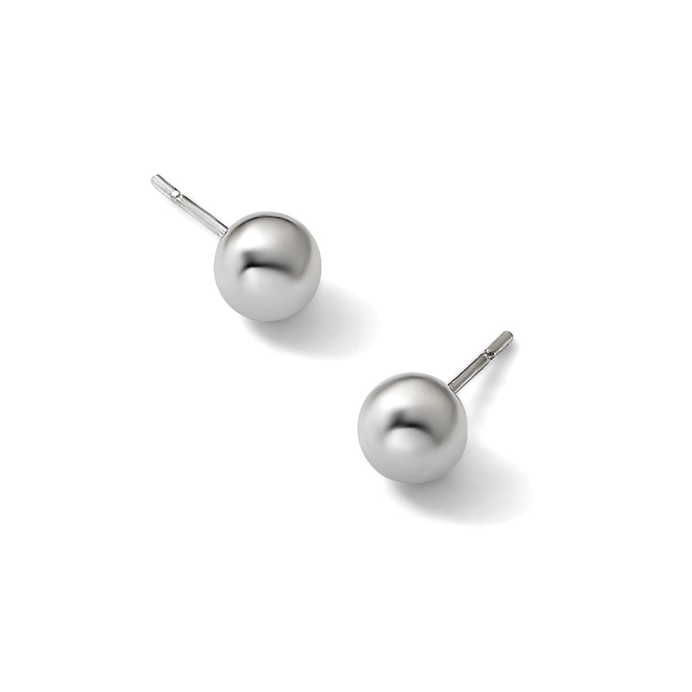 Sterling Silver RH-plated 7mm Polished Ball Post Earrings