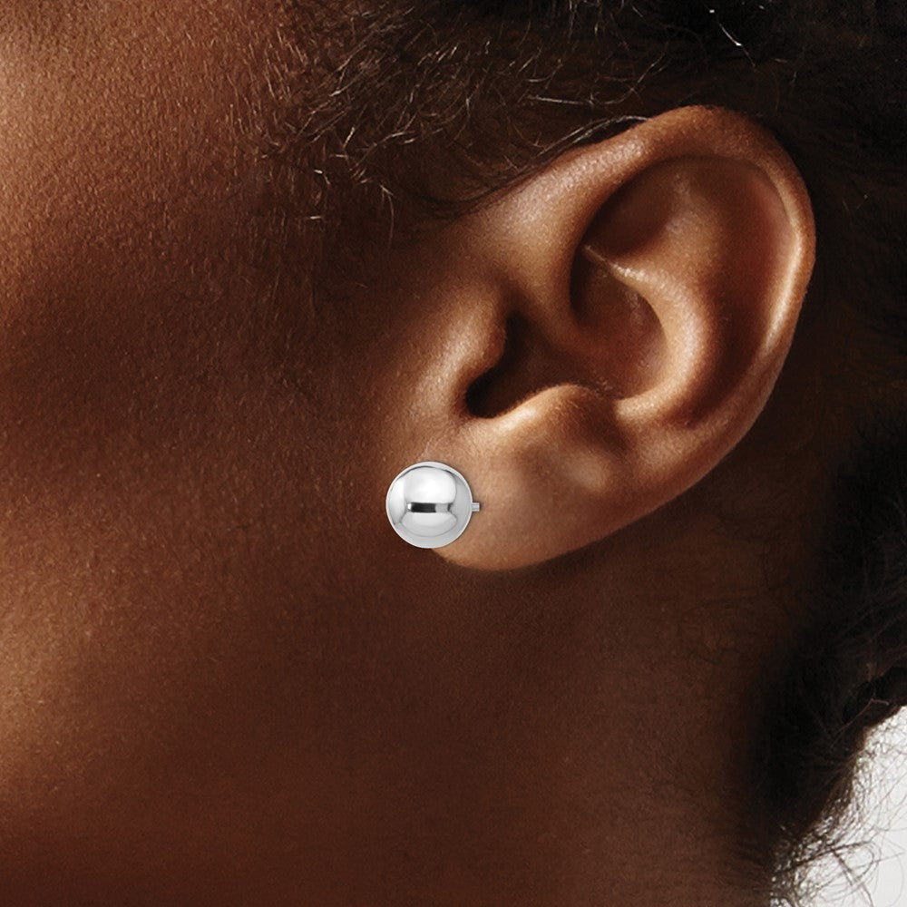 Sterling Silver RH-plated 8mm Polished Ball Post Earrings