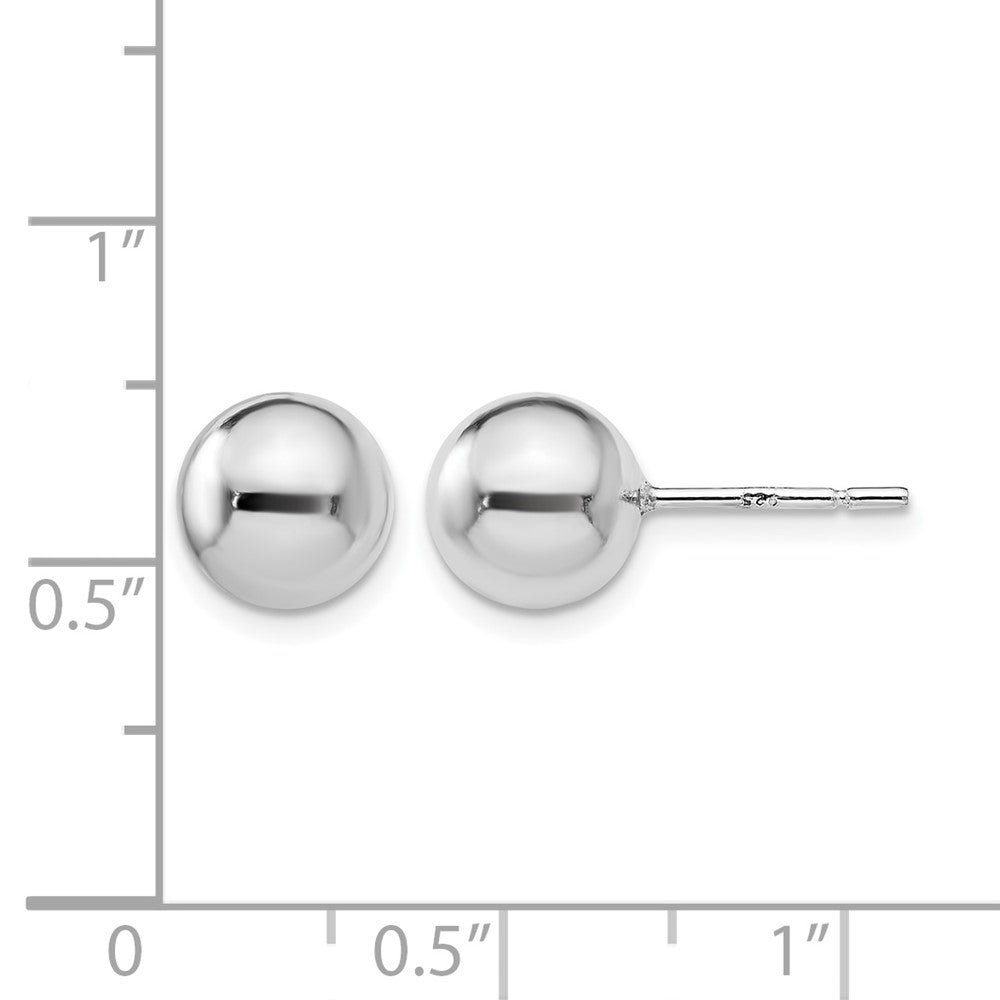 Sterling Silver RH-plated 8mm Polished Ball Post Earrings