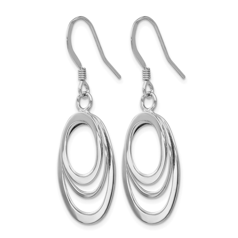 Sterling Silver Rhod-pltd  Polished Shepherd Hook Dangle Earrings