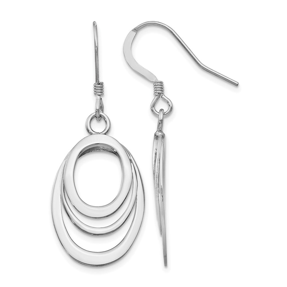 Sterling Silver Rhod-pltd  Polished Shepherd Hook Dangle Earrings