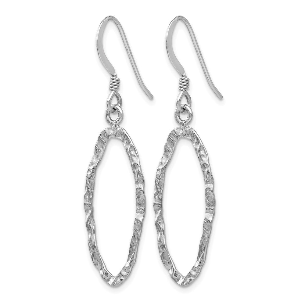 Sterling Silver Rhodium-plated D/C Shepherd Hook Dangle Earrings