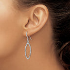 Sterling Silver Rhodium-plated D/C Shepherd Hook Dangle Earrings