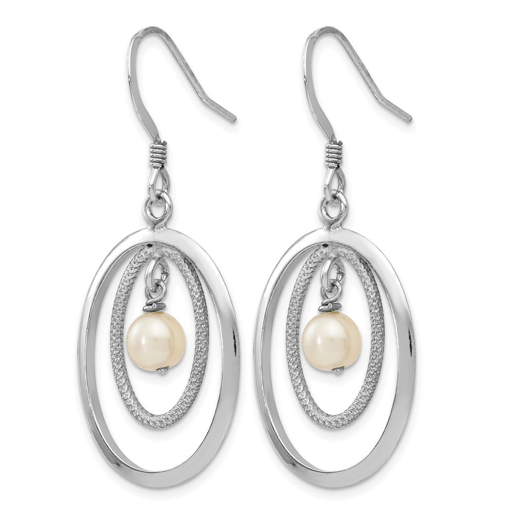 Sterling Silver Rhodium-plated FW Cultured Pearl Dangle Earrings