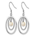 Sterling Silver Rhodium-plated FW Cultured Pearl Dangle Earrings