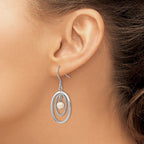 Sterling Silver Rhodium-plated FW Cultured Pearl Dangle Earrings