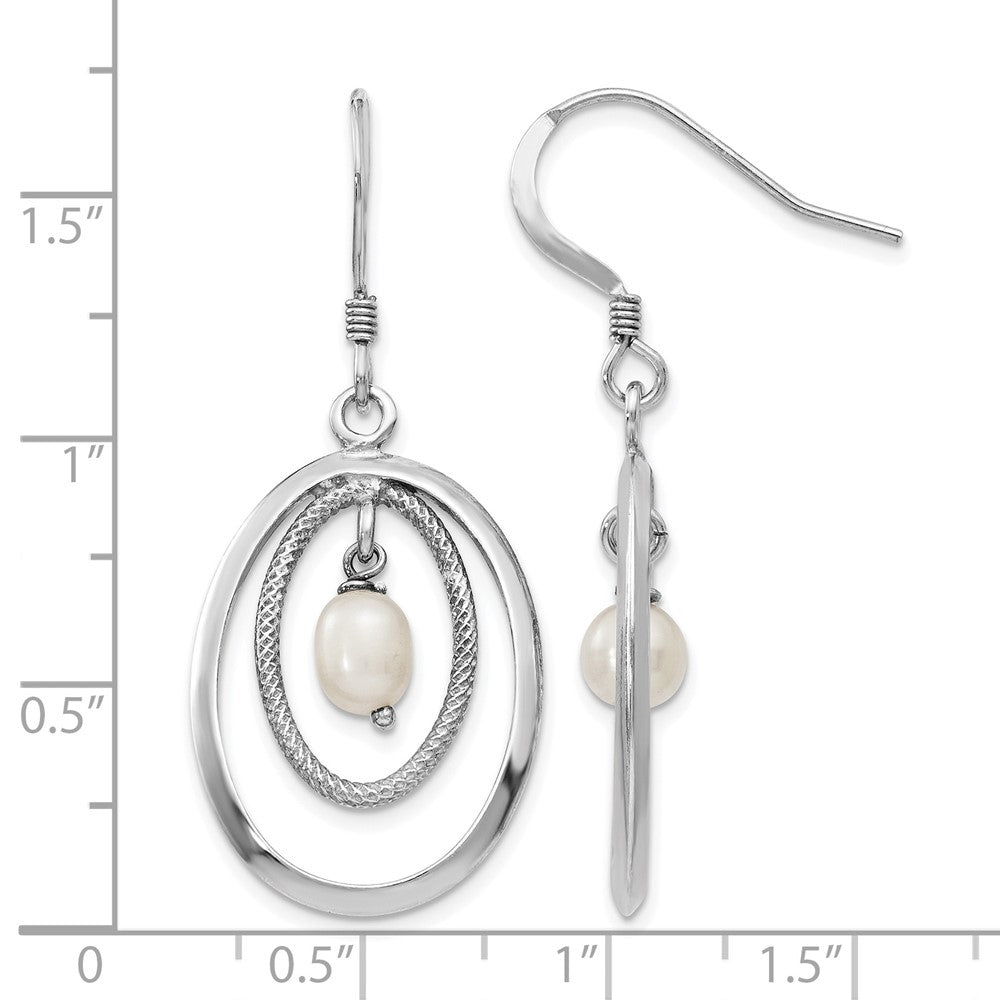 Sterling Silver Rhodium-plated FW Cultured Pearl Dangle Earrings