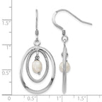 Sterling Silver Rhodium-plated FW Cultured Pearl Dangle Earrings