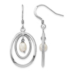 Sterling Silver Rhodium-plated FW Cultured Pearl Dangle Earrings